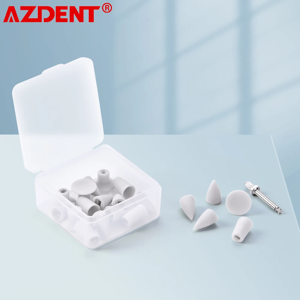 20Pcs/Box AZDENT Dental Composite Finishing Polishing Kit Silicone Rubber Polishers Cup Point Inverted Cone 3 Shape with Mandrel