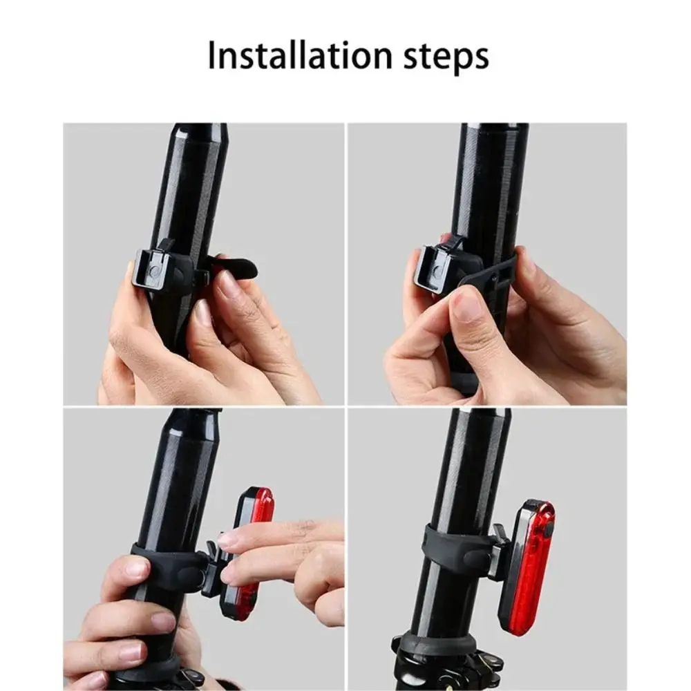 2Pcs/Set USB Rechargeable Bike Lights Waterproof Easy To Install Bike Headlight Tail Light Set Black White Bike Accessories