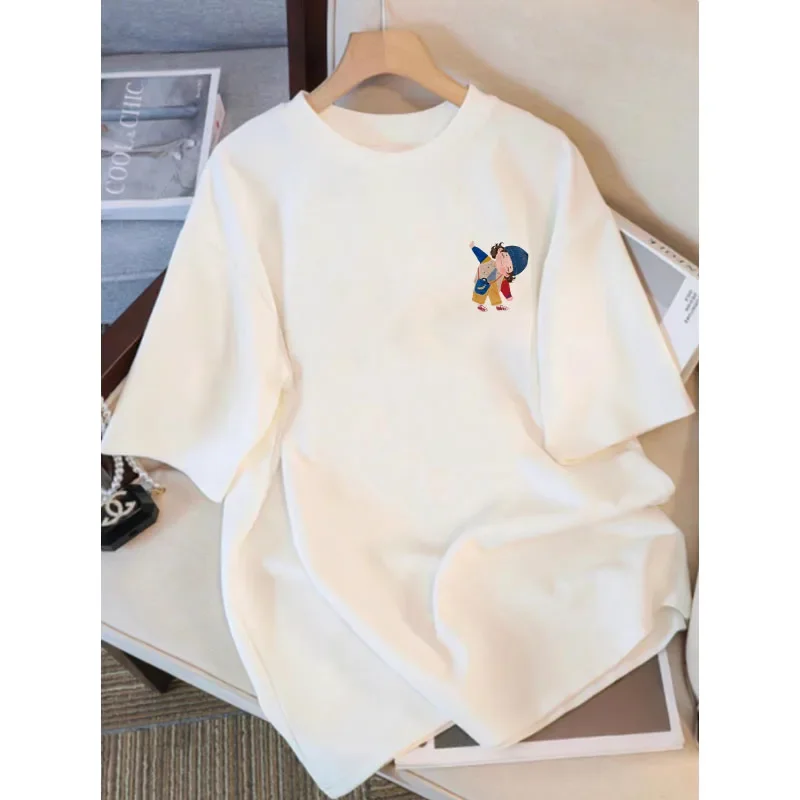 Maglietta da donna oversize Moda estiva Disegnata stampata Casual Top a maniche corte Pullover Comoda maglietta taglie forti Abito alla moda