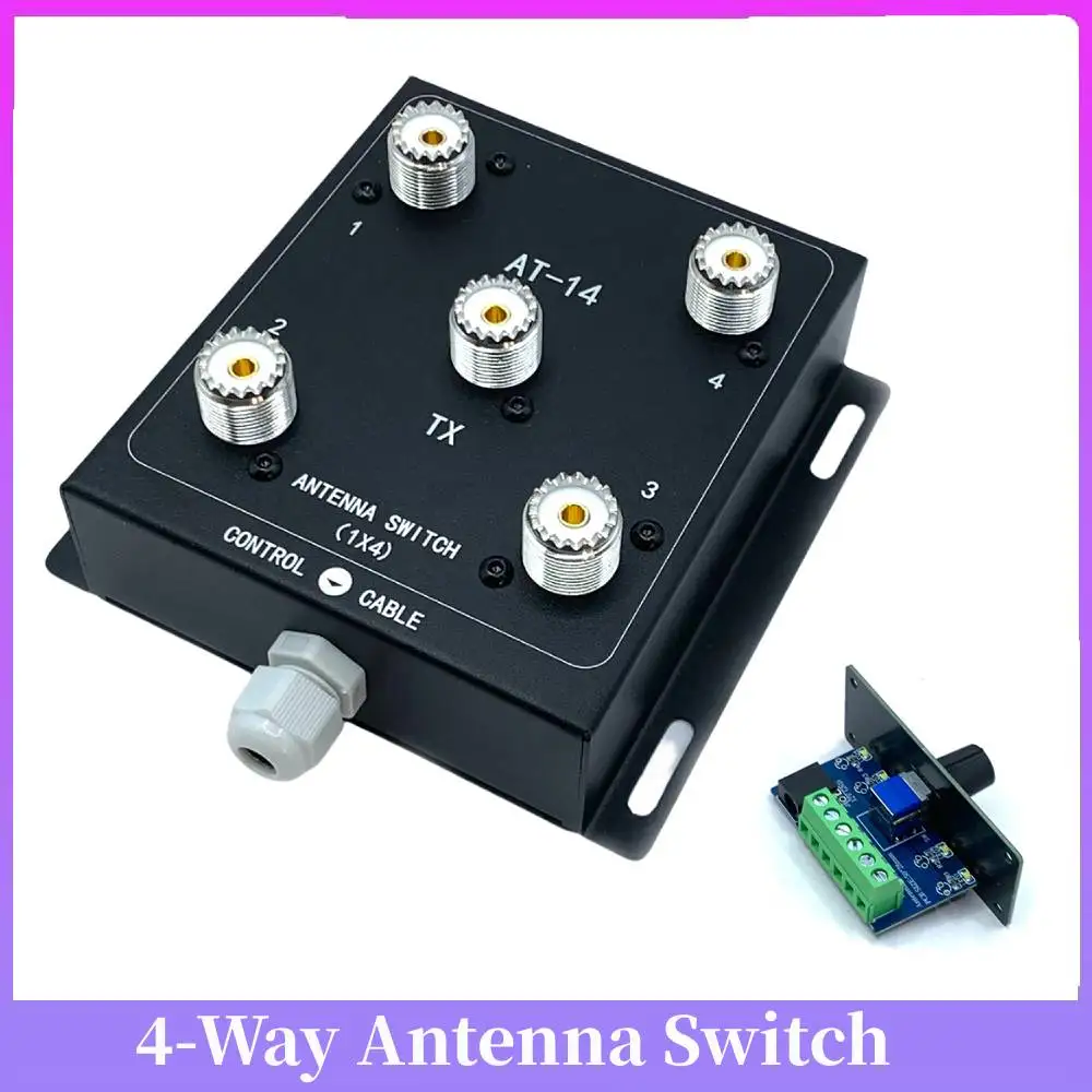 

4-Way Coax Remote Antenna Switch Antenna Signal Switch 500W PEP Antenna Splitter Switch 1.8-60MHz for Radio Stations