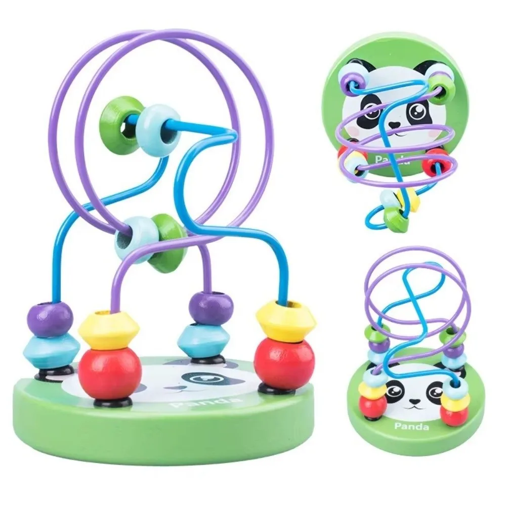 Colorful Cartoon Small Beaded Toys Montessori Wooden Toys Wooden Roller Coaster Educational Circle Toy Hand-eye coordination