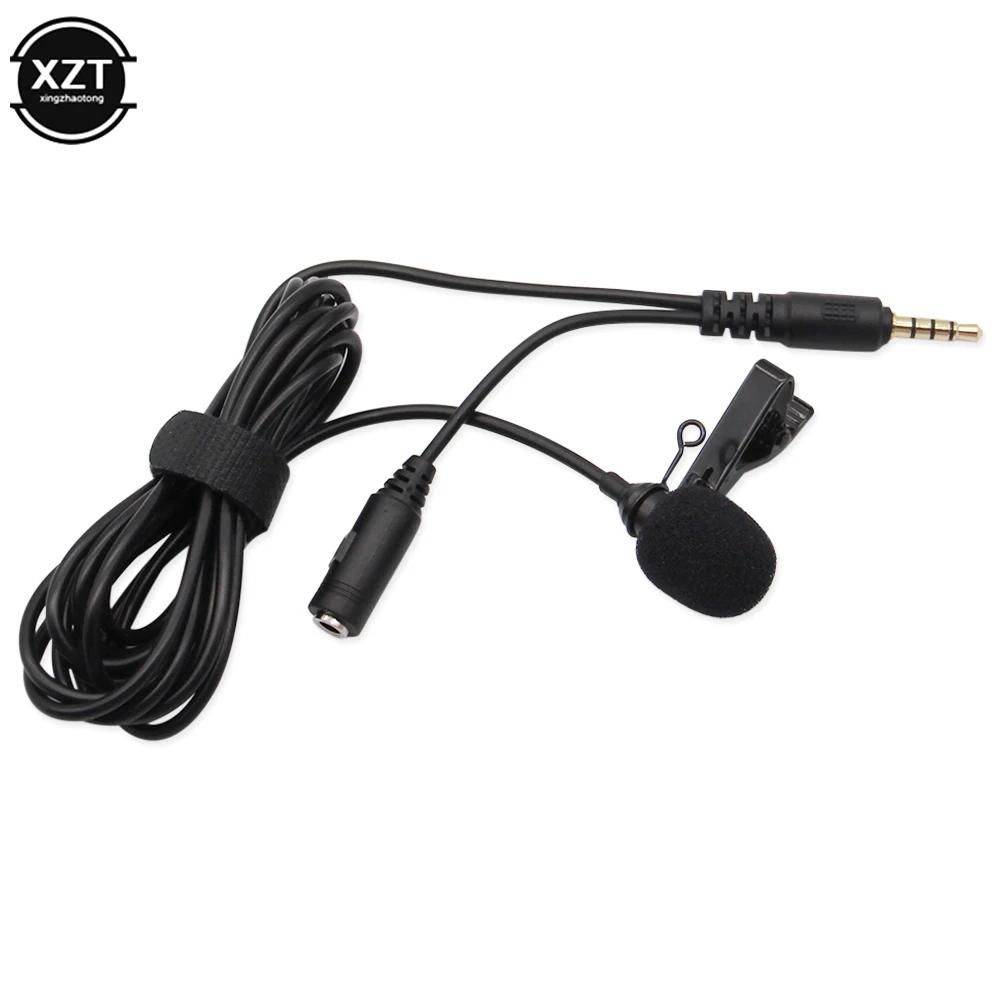 3.5MM Jack With Headphone Hole Wired Lavalier Microphone For E-sports Game Intercom Monitor Mobile Phone Live Broadcast 2M