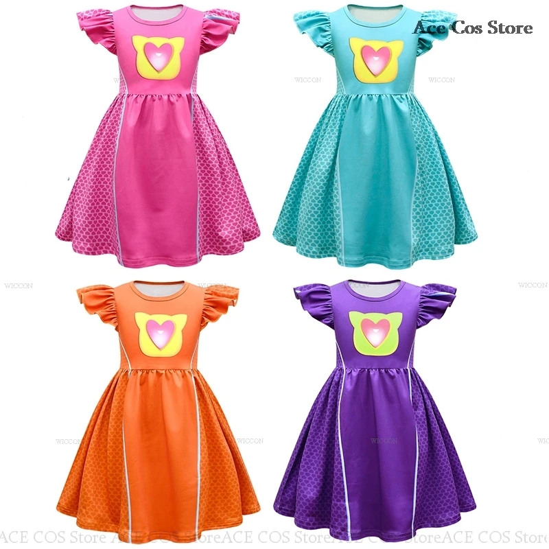 Halloween Kids Girls Dress Up Superhero Cat Kitties Clothes Party Cosplay Costume Roleplay Cartoon Uniforms Performance Outfit