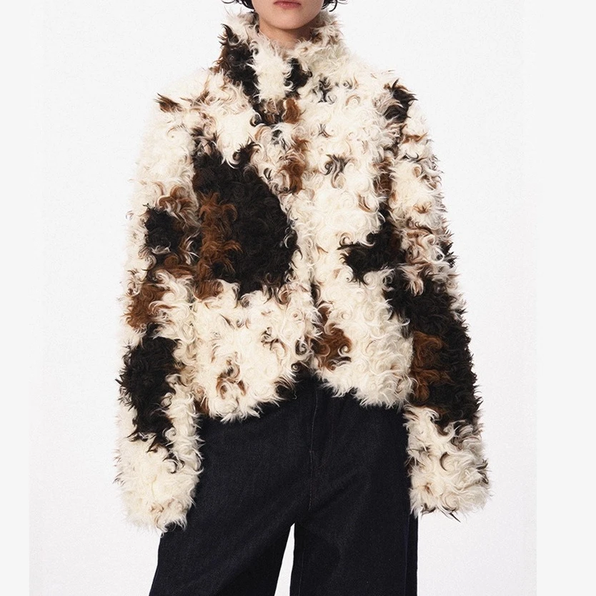 Fashion Fur 2025 Autumn and Winter New Product Imitation Sheep Curl Coat Women's Short Fashion Plush Coat