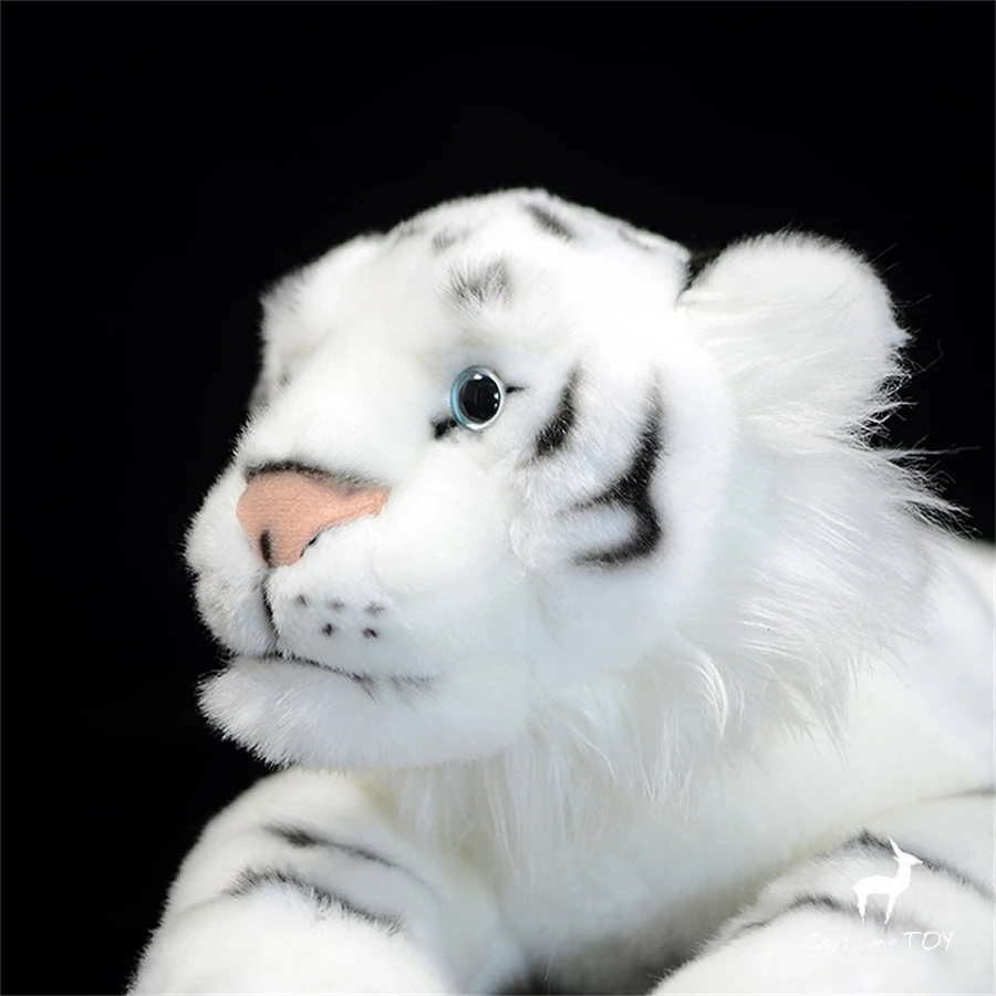 White Tiger High Fidelity อะนิเมะน่ารัก Plushie Bengal Tiger ของเล่นตุ๊กตาสัตว์ที่มีชีวิตชีวาจำลองตุ๊กตาตุ๊กตาคาวาอิของเล่นของขวัญ