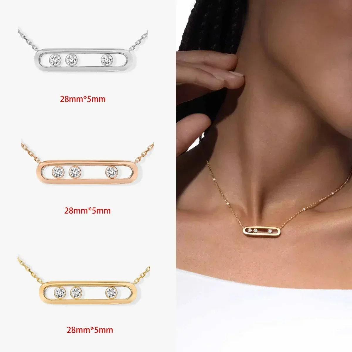

The new Mess diamond necklace is embellished with three movable diamonds and is suitable for gift giving