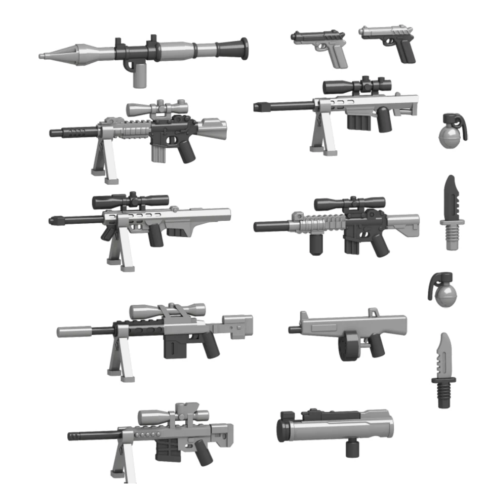 Broń wojskowa Akcesoria do pistoletów dla minifigurek Zabawki blokowe Garnitury Tarcze dla żołnierzy armii Zestaw sprzętu Zestawy do budowania Zabawka dla dzieci