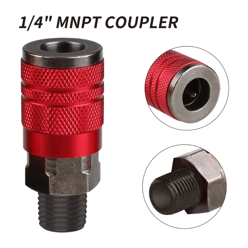 3-Way Air Manifold 4 Ports Aluminum Industrial Flat Hex Quick Connects Air Hose Splitter with Coupler and Male Plugs 87HA