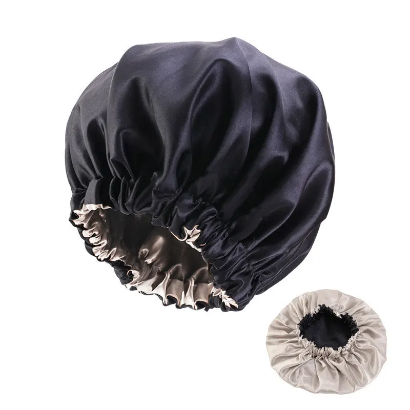 2in1 Doppelschicht für Wintermütze Satin Cheveux Nuit Nachthaarkappe Damen Solide Schlafmütze Schlafpflege Schlummertrunk Unisex