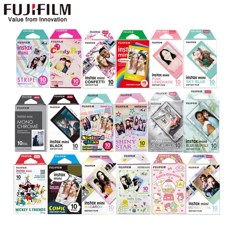 10-200 sheets Fujifilm instax mini 11 9 film white/Color Edge 3 Inch wide film for Instant Camera mini 8 7s 25 90 Photo paper