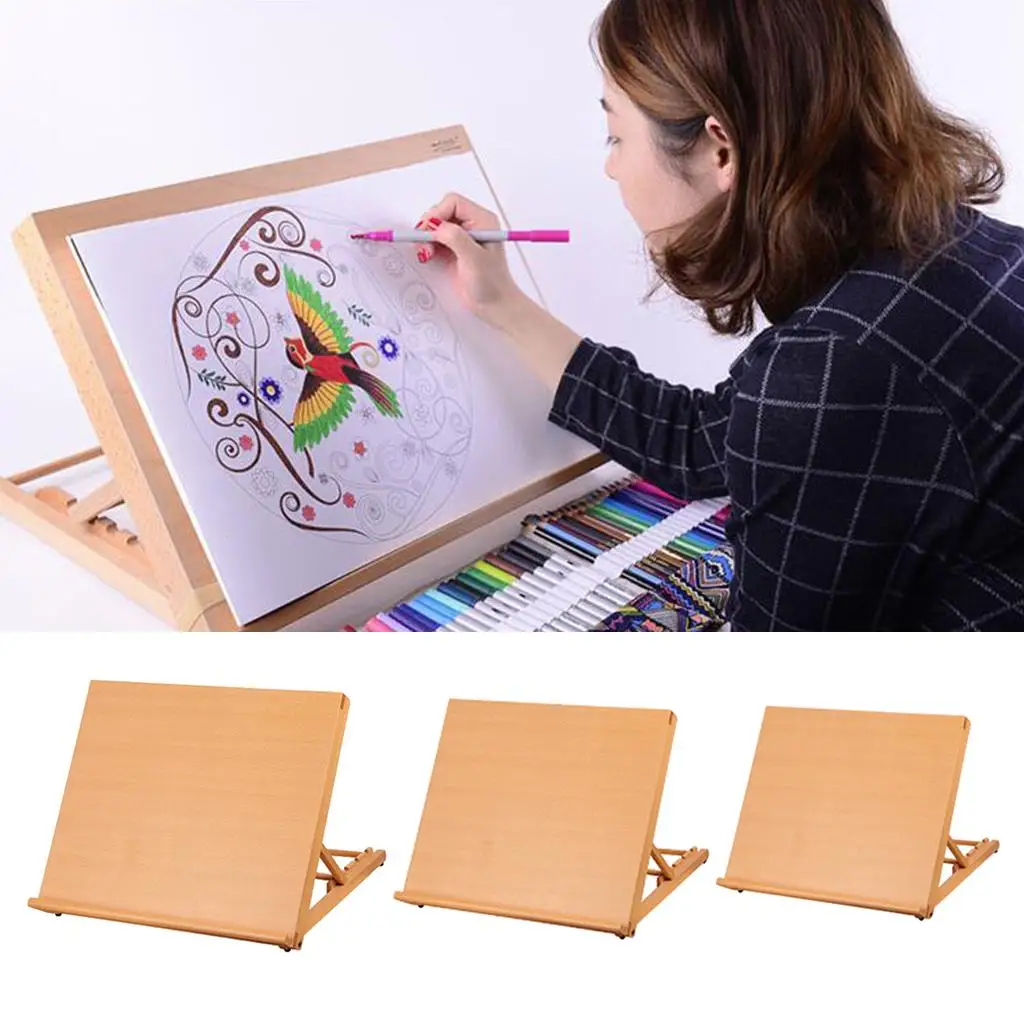 DIY Art & Craft Workstation Wooden Drawing Board Adjustable Table Easel