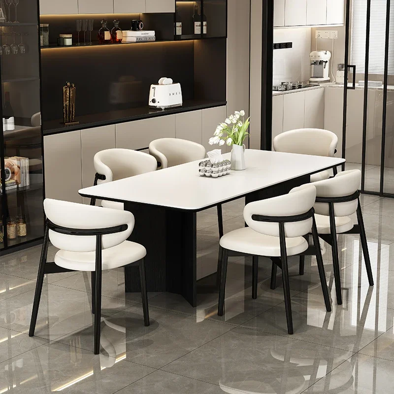 solid wood rock slab dining table household modern simple small apartment ash wood dining table and chair combination rectangle