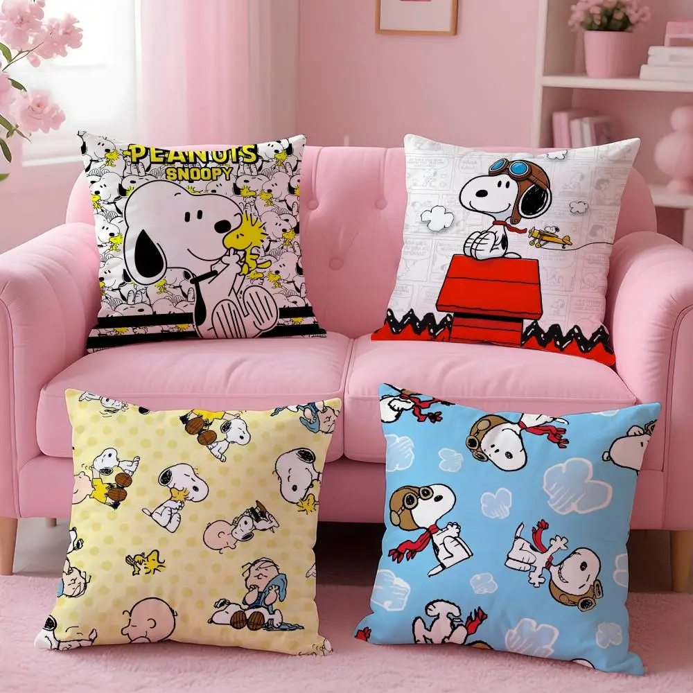 كيس وسادة سنوبي لطيف قصير من القطيفة بطباعة مزدوجة الجوانب يمكن غسلها في الغسالة في غطاء وسادة شتوي دافئ #2