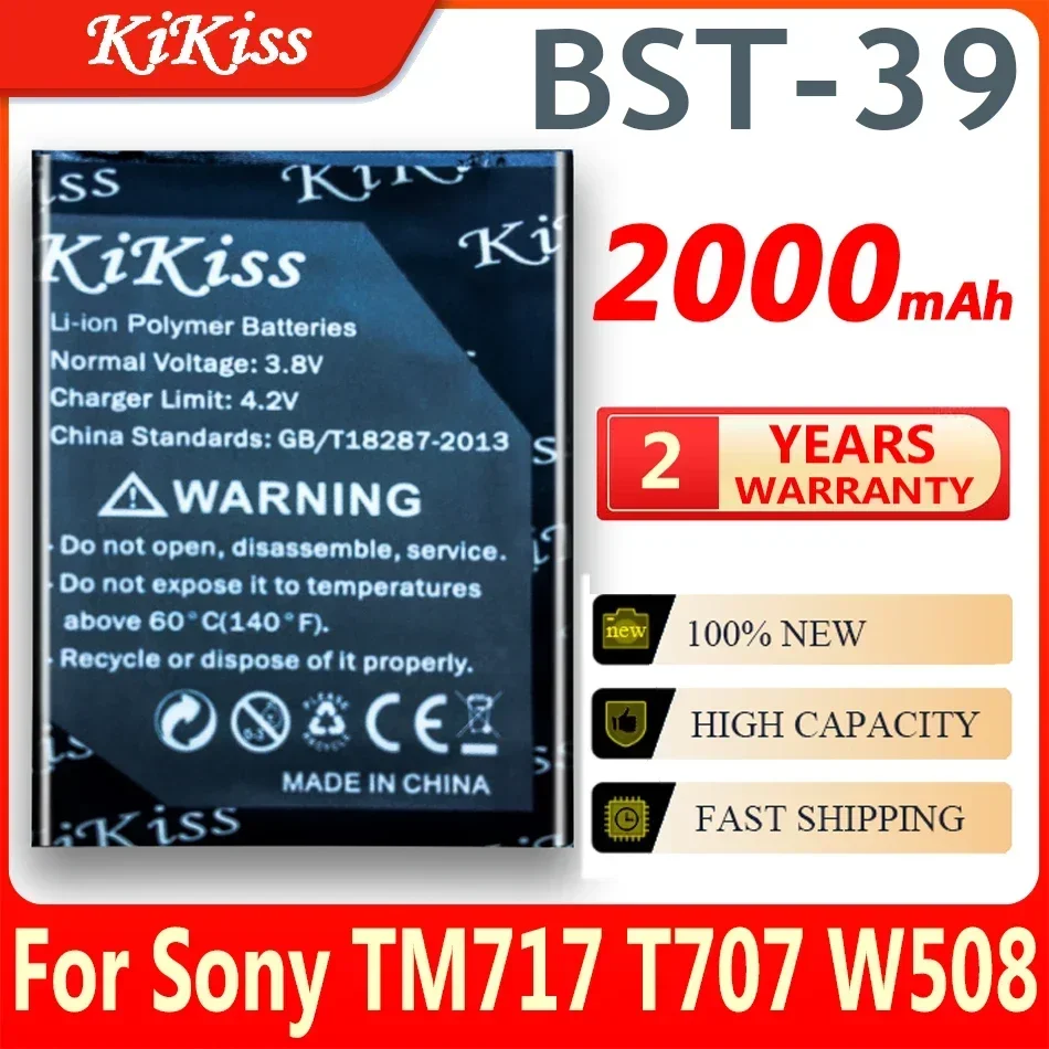 KiKiss Battery for Sony W380c W508 W910 R300 W20 W908 W910i T707 BST39 Mobile Phone , BST-39 , 2000mAh