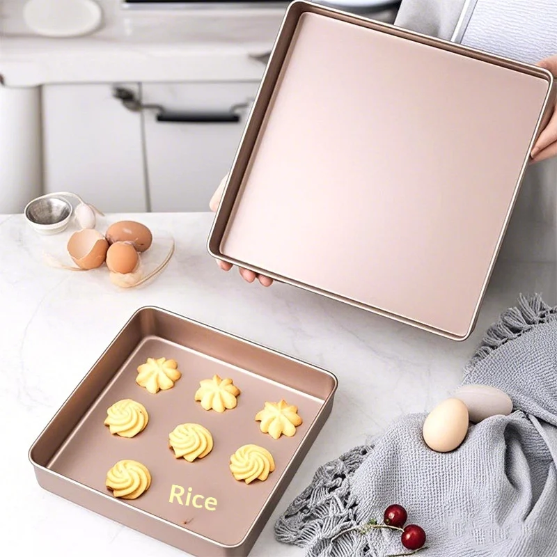 

22/28cm Square Non-Stick Baking Pan Thickened Carbon Steel Cake Baking Sheet Tray Cookies Pizza Bread Cake Mold Bakeware Tools