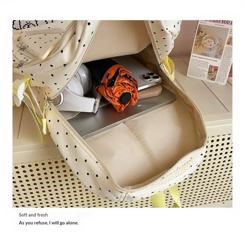 Nylon-Rucksack-Set mit Polka Dots, mehrere Fächer, Reißverschluss, Mädchen-Rucksack-Set, Aufbewahrung von Schreibwaren, Studentenrucksack, Mädchen-Geschenke – Detail 25