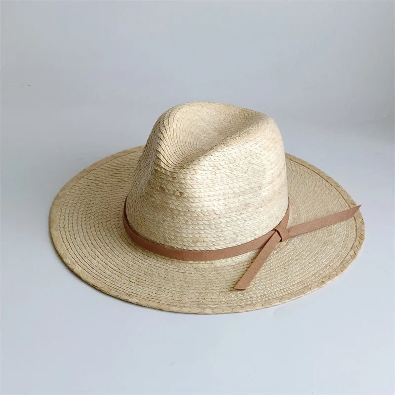 Faux Suede Cord Accessory 100% Palm Leaf for Women Natural PALM LEAF VISOR Wide Brim Sun Cap Summer Straw Beach Hat Men's