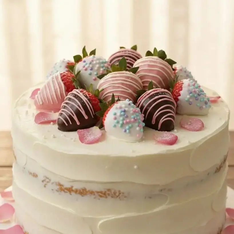 

Realistic Fake Strawberries - Lifelike Red Berries with Green Leaves, Non-Toxic PVC/Plastic Fruit Decorations for Cake Decor