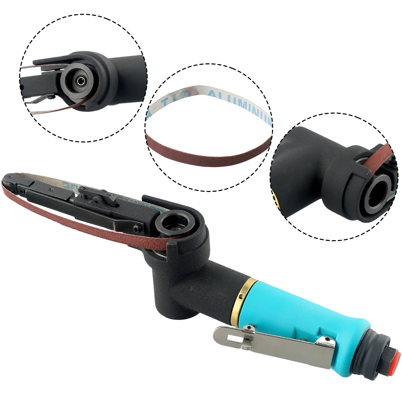 Air Belt Sander with Sturdy Bearing Head Assembly to Maintain Belt Alignment During Continuous Grinding Operations