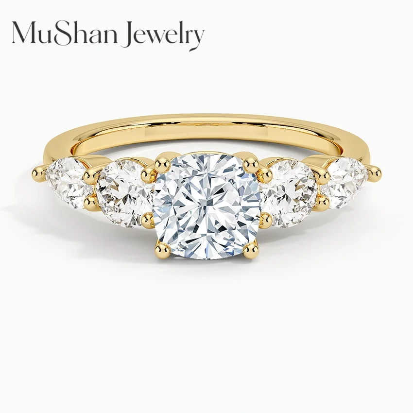 MUSHAN Brand Hot selling high-quality s925 pure silver plated women's engagement 18k gold set 1/2/3/4/5 carat moissanite ring