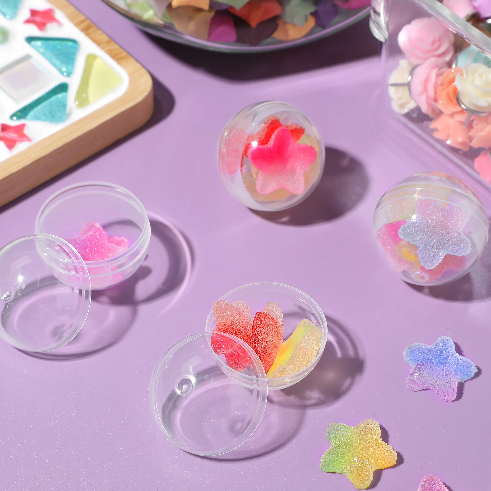 

100pcs Fillable Round Plastic Balls One Inch Clear Storage Decorative Spheres Empty Display Reusable Claw Machine Toy Packaging