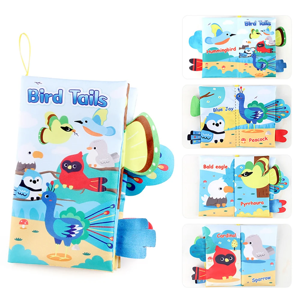 Baby Doek Boek Speelgoed Cartoon Dieren Staart Educatief Geringd Papier Doek Boek Speelgoed Verlichting Baby Speelgoed 0-12 maanden Geschenken