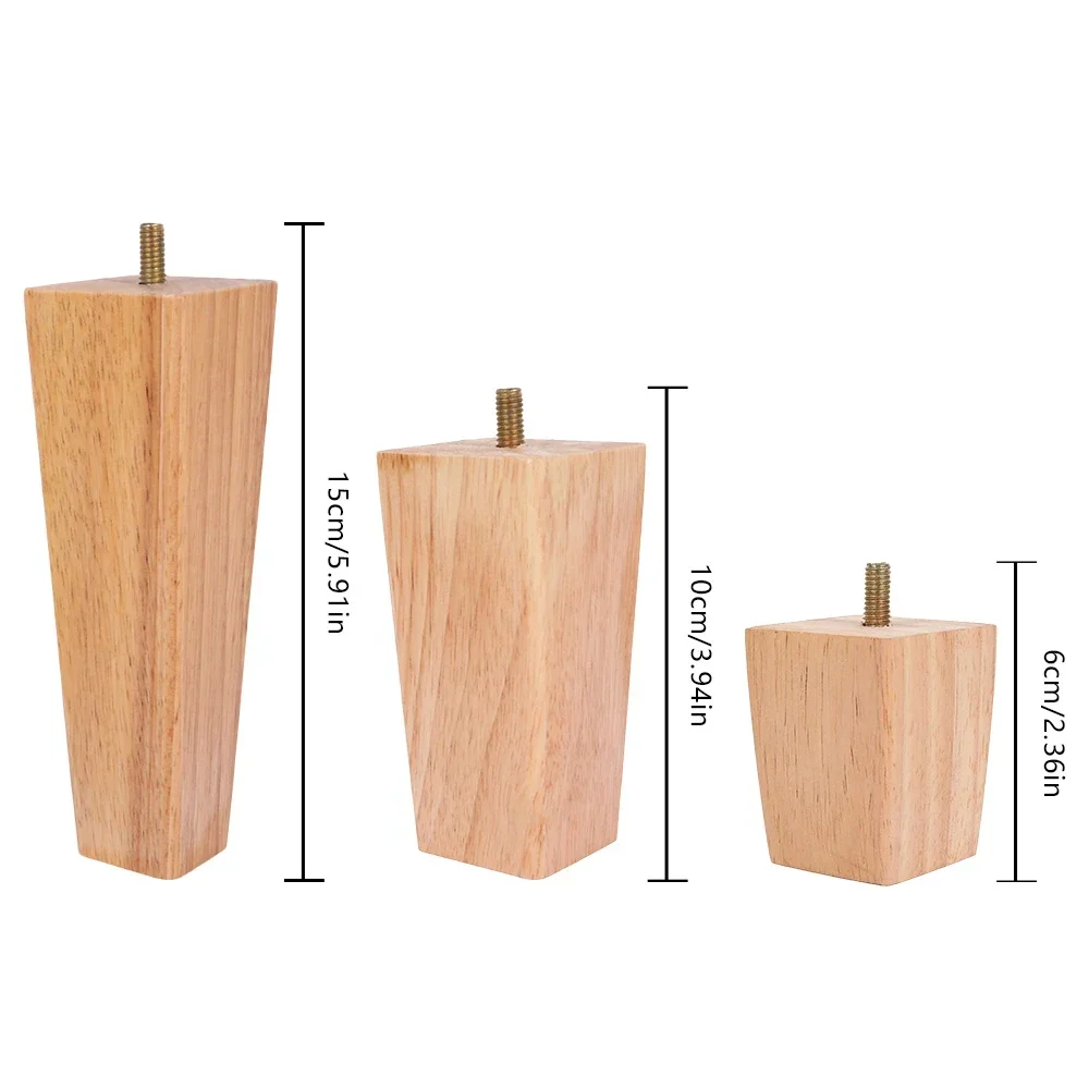 4 Pcs Solid Wood Furniture Legs Inclined Cone Sofa Bed Cabinet Table and Chair Replacement Feet Sloping Foot Height 6/10/15cm