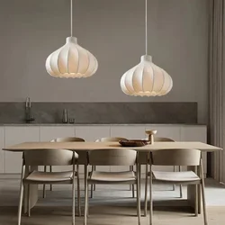 Nordic E27 Led Pendant Lights Silk Hanging Lamp Minimalism Wabi Sabi Suspend Lamp For Dining Room Lustre Led Chandelier Lighting