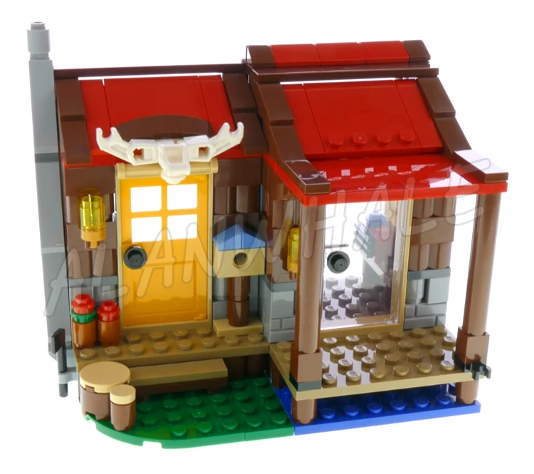 315 pz Creatore 3in1 Wilderness capanna Outback Cabina Canal Barca Bird Viewpoint 11398 Building Block giocattolo Compatibile con il Modello