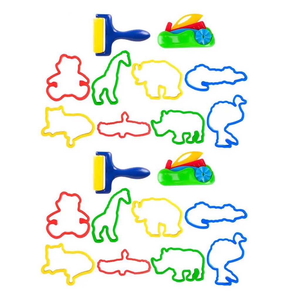 20 Pcs Clay Mold Set Colorful Cookie Molds Baking Cute Cartoon Plastic Modelling Kit Child Safe Creative Fun Clay Crafts