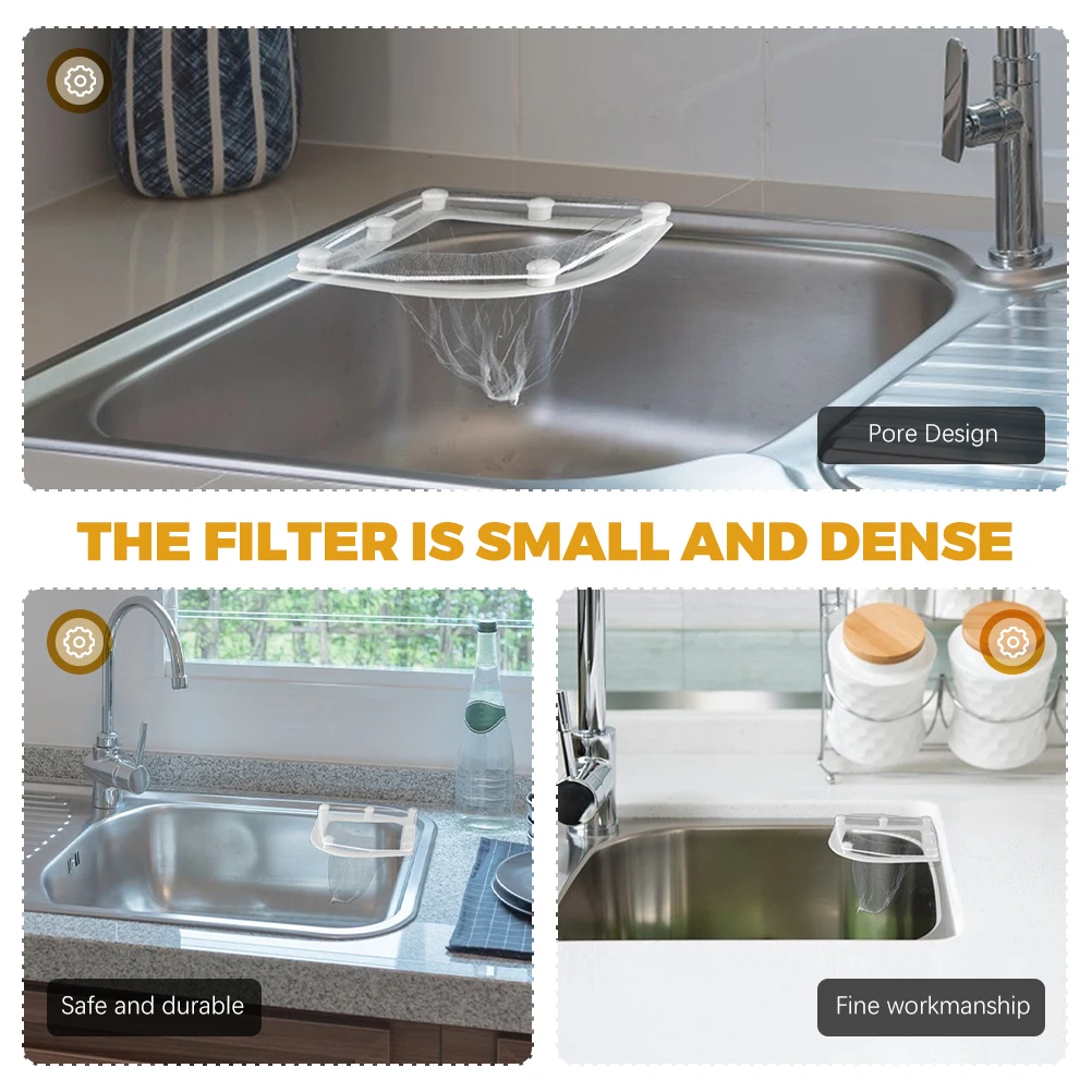 

150pcs Filter Nets Kitchen Sink Drain Strainer Gray Rack Mesh Bag Disposable Catch Residues Easy Install Practical Use