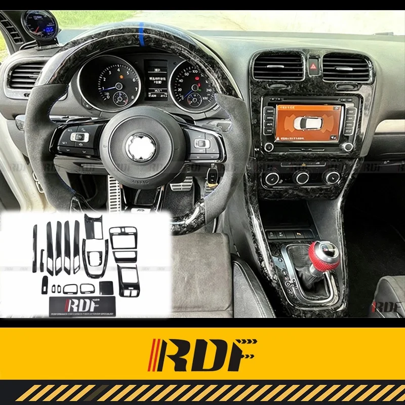 Suitable for MK 6 VW GOLF 6 GTI R20 R Modify Carbon Fiber Interior Trim Strip Cover Central Console Gear Shift Whole Accessories