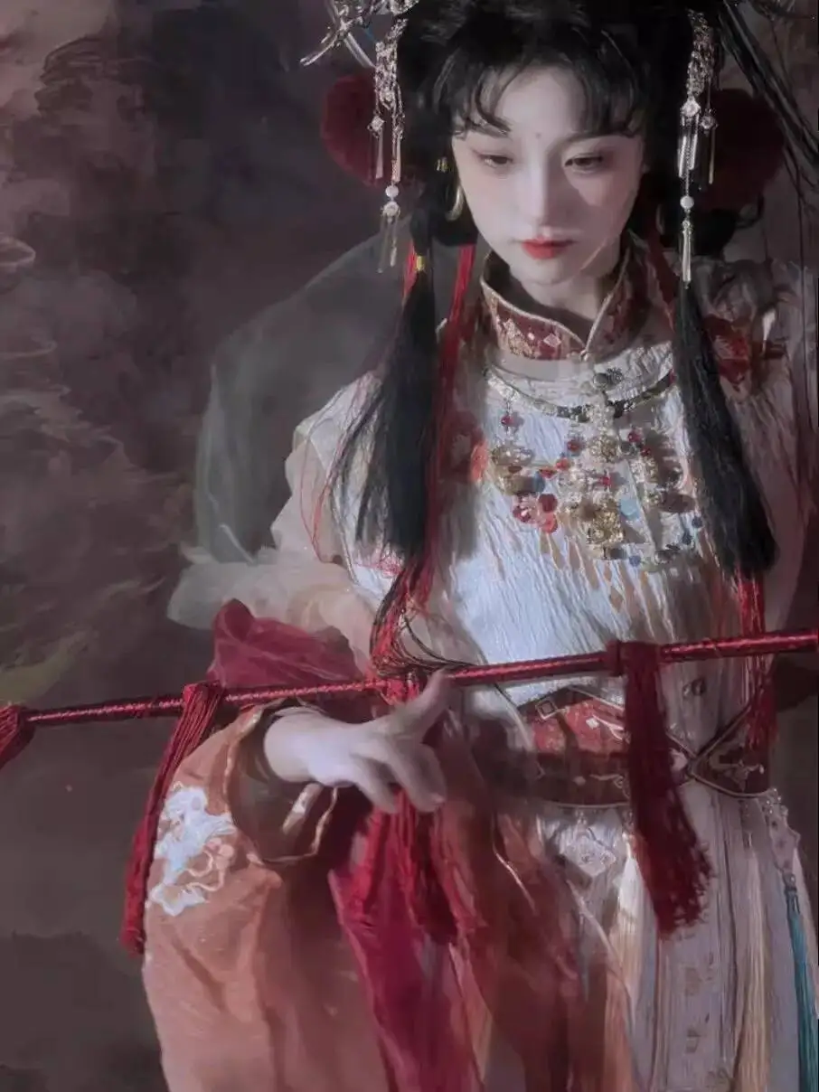 

Hanfu women's Ming style paired collar round neck vest TGCFautumn and winter horse face skirt set Chinese palace Hanfu Set