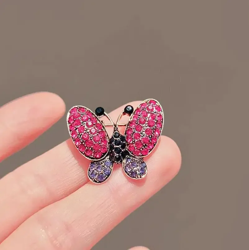 Vintage Rhinestone Small Butterfly Brooches for Women Unisex Insect Animal Pins Available Casual Party Accessories Gifts