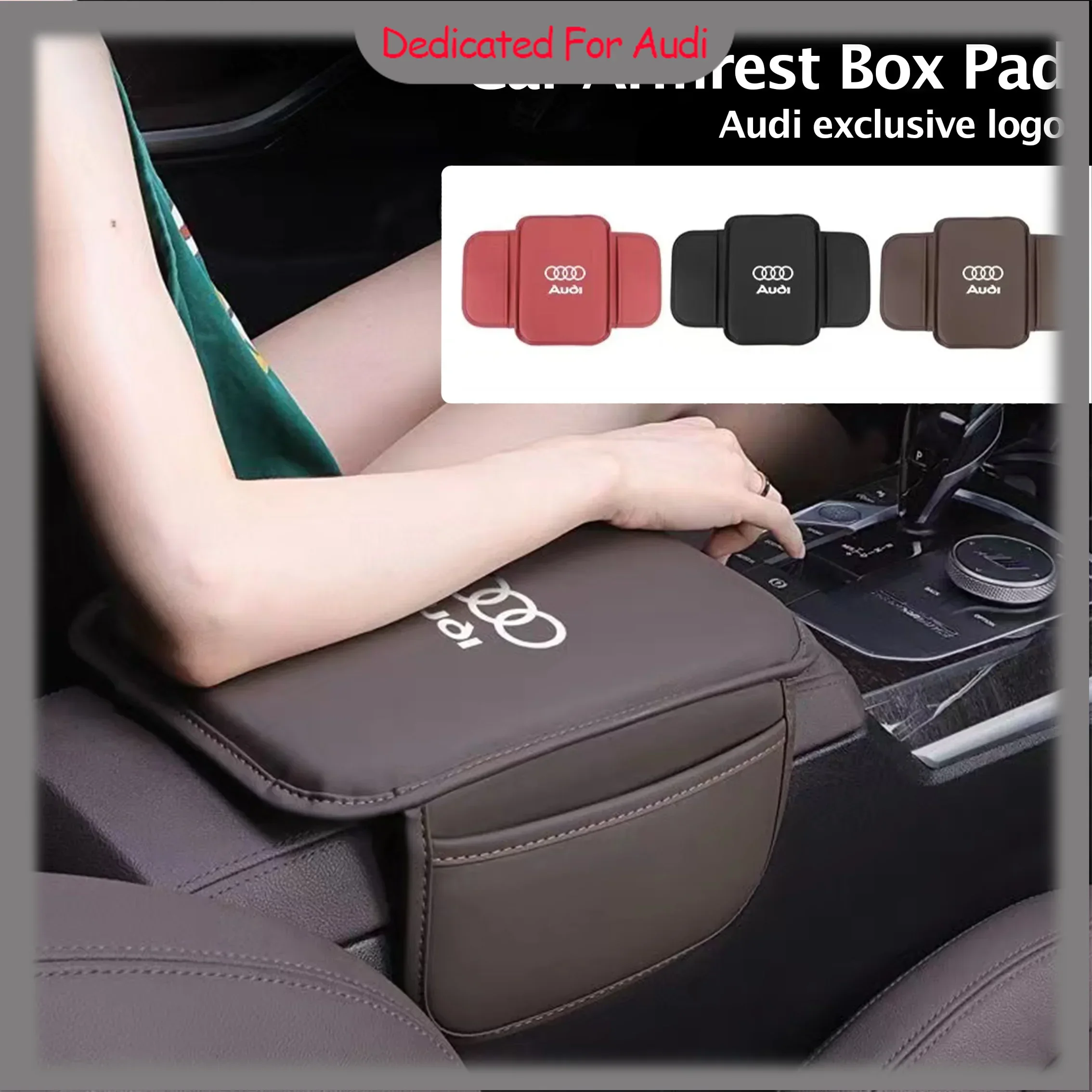 

Car Leather Armrest Mat Arm Rest Box Cushion Protection Decoration Pad for Audi Sline A4 A6 Q2 A8 Q5 Q3 Q8 A5 SQ5 A7 S4 A3 SQ7