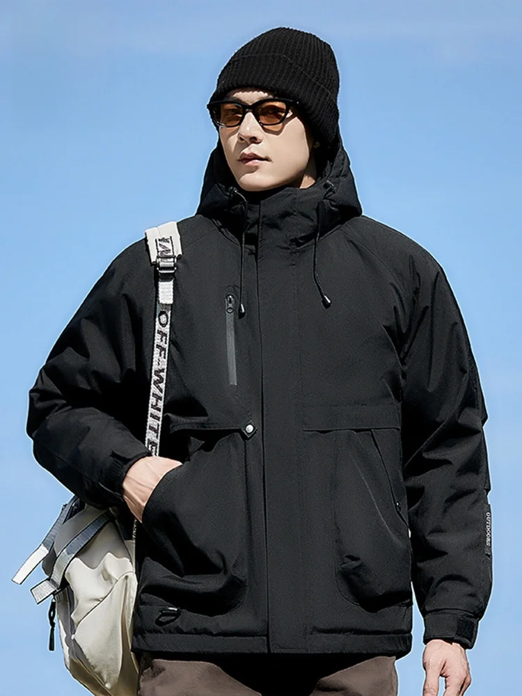 

Rn Men's Hooded Cotton Jaet Loose Casual Outdoor Warmth Winter 2025 New Sle Polyester Fiber Zipper Closure Long Sve