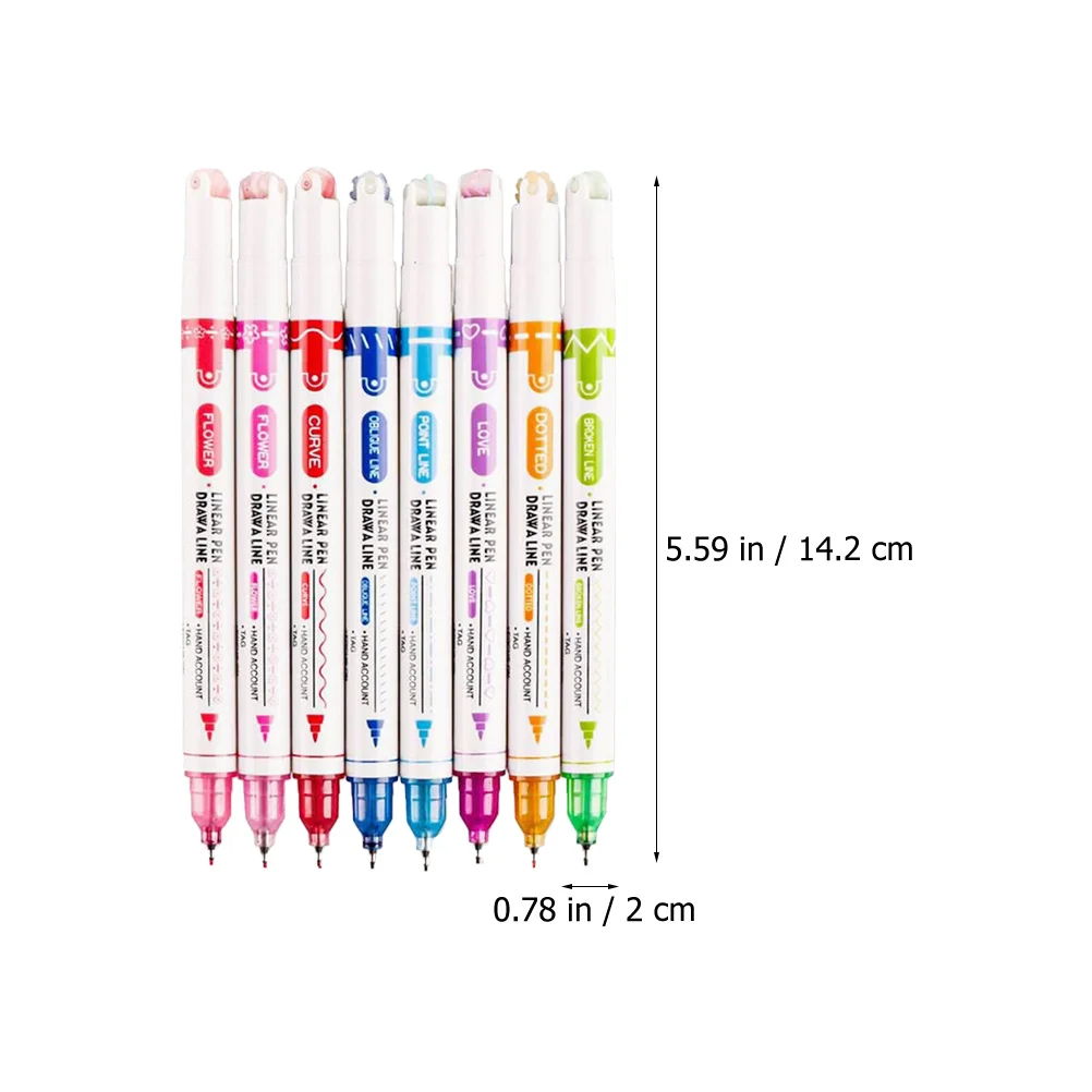

8Pcs Roller Marker Curve Pens Colored Fine Tip Markers for Scrapbook Drawing Journaling Art Supplies Curve Pen