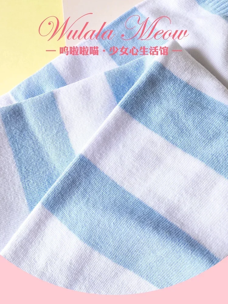 Japanische zweidimensionale Socken Frauen verlängert 70 cm blau weiß gestreift Kniestrümpfe Lolita Mädchen Oberschenkelsocken Cosplay Strümpfe