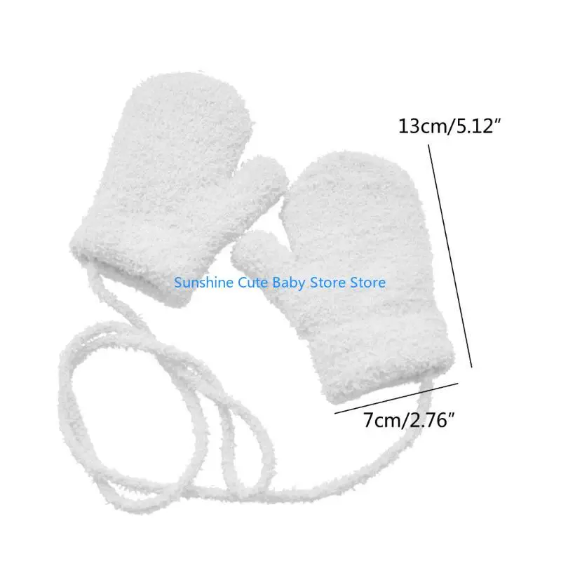 

C5AF 2Pcs Baby Warm Mittens Toddler Outdoor Gloves with Long Rope for 1-3 Years Old