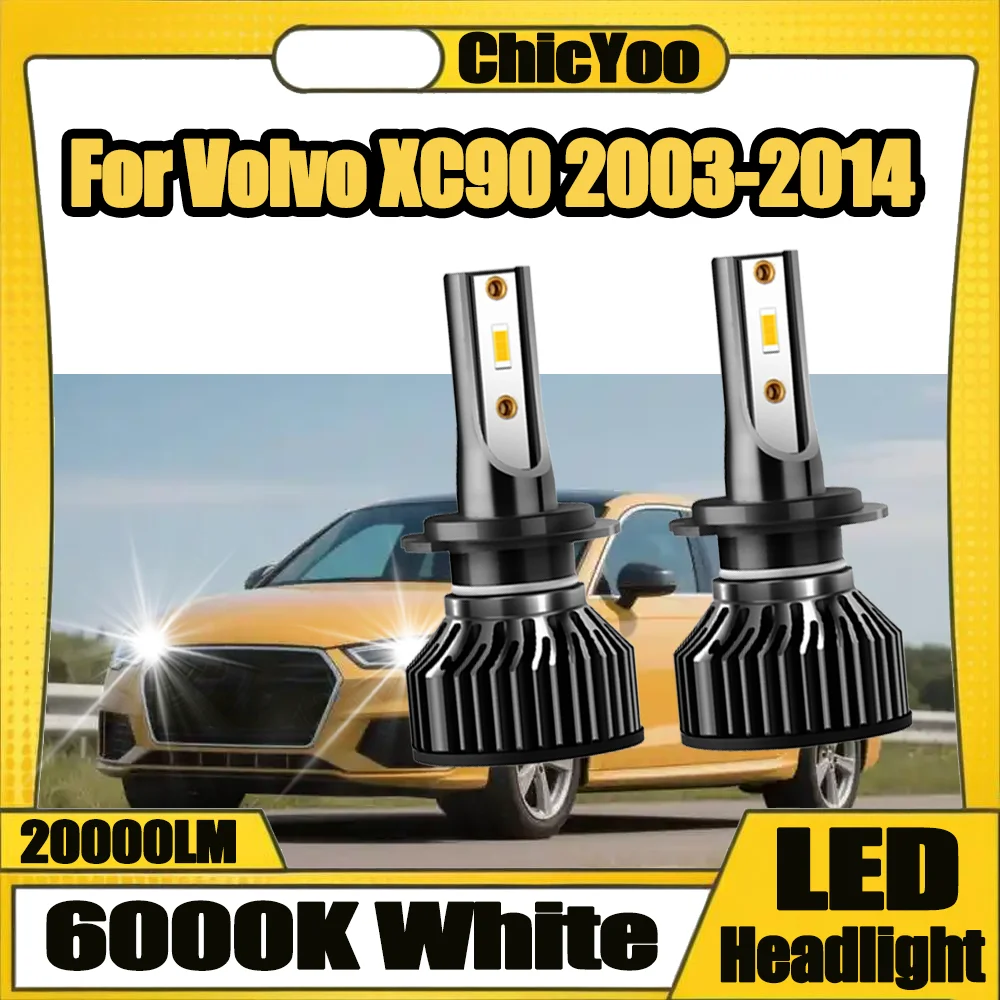 

2X 6000K Super White H7 car led headlights Low Beam Light Bulbs colour CSP chips 20000LM headlamp 12V For Volvo XC90 2003-2014