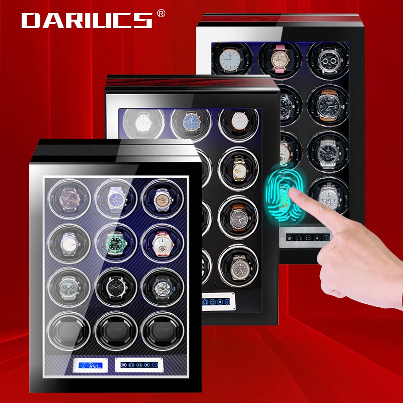 

Watch Winder box for Automatic Watches Quite Japanese Motor fingerprint to unlock High Quality Rotate 12 slot Watch LED