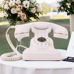 Black White Color Good Design audio guestbook phone message voice recorder vintage phone for wedding