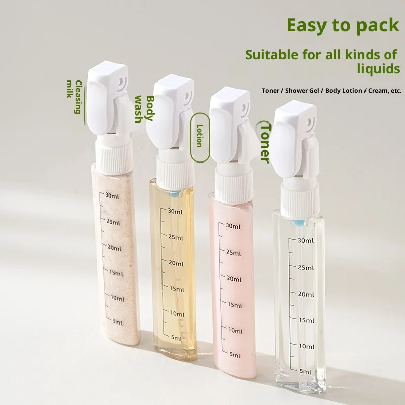Bouteilles rechargeables de voyage 4 en 1, conteneurs portables de toilette et de cosmétiques pour shampoing, lavage du corps, bouteilles de rangement de voyage