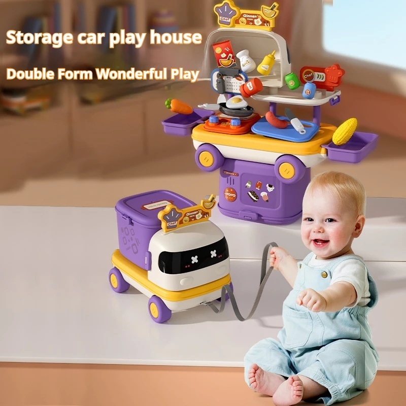 

Children Playing House Medical Makeup Preschool Kitchen Set Simulated Dressing Up Transforming Storage Cart Boys And Girls Toys