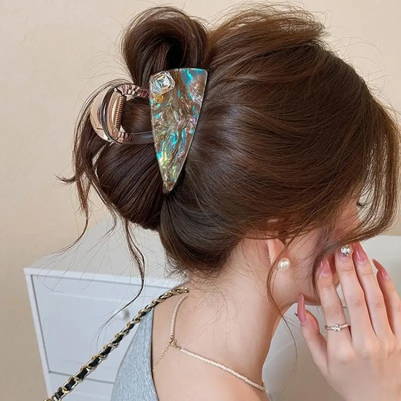 Iridescent Hair Claw Clip High Elastic Strong Hold Trendy Hair Grips for Women Thick Hair Work Commute Travel Parties