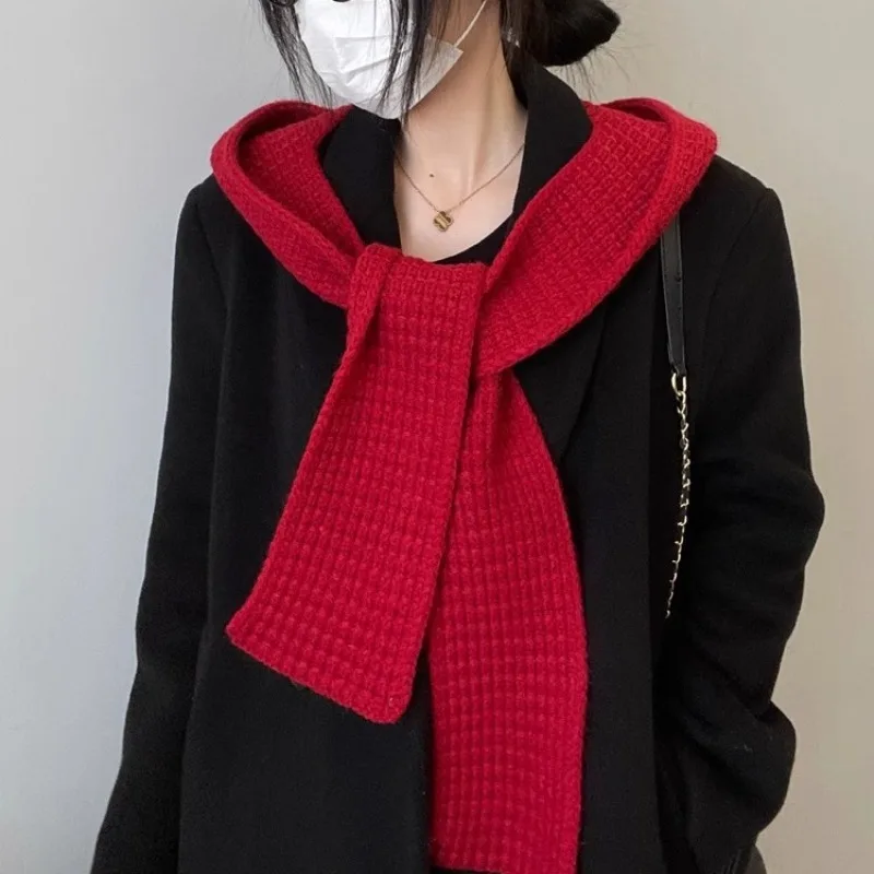 Autumn and Winter New Thickened Warm Balaclava Hat Women's Fashion Cold-proof Versatile Dual-purpose Integrated Knitted Hat