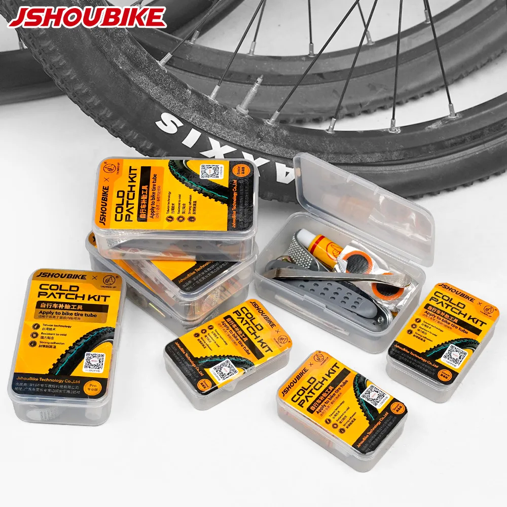 JSHOUBIKE-Kits portáteis de reparo do pneu de bicicleta, MTB Ciclismo Flat Rubber Patch, Glue Lever Set, ferramentas profissionais de bicicleta