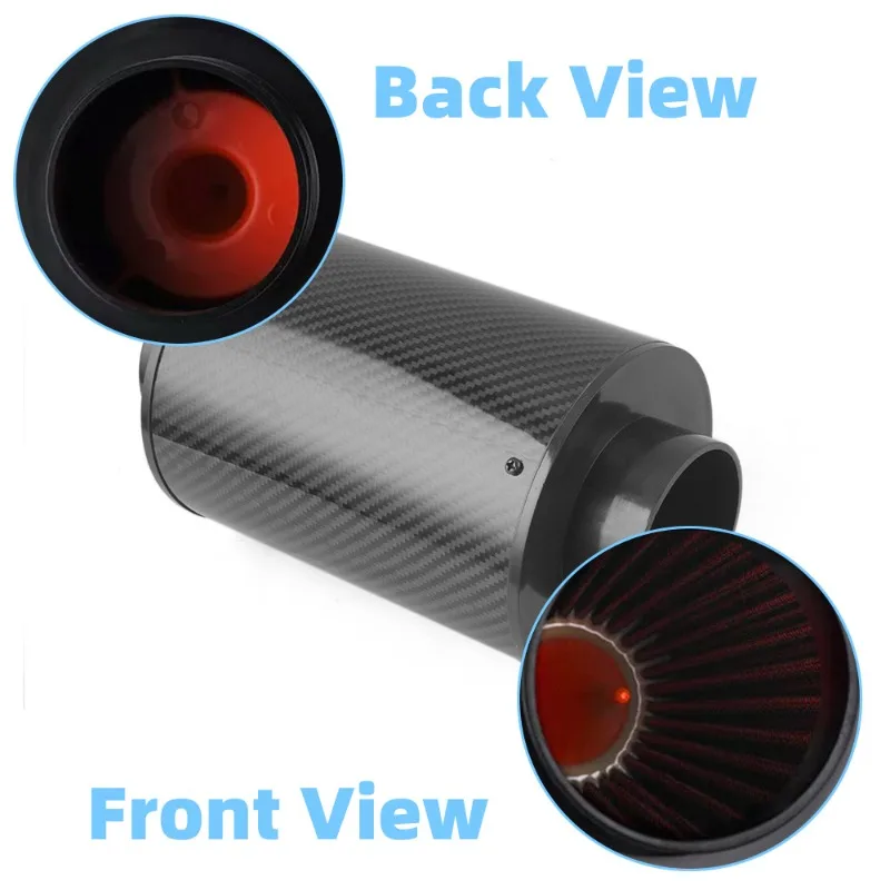 Universal Carbon Fiber Pattern Air Intake Box, Modified Mushroom Head Air Filter Cold Air Intake Replacement Parts