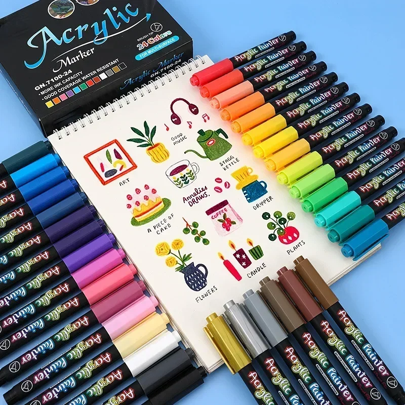 60-color multi-color acrylic markers suitable for DIY card making and other art creations; quick-drying paint with soft tip.