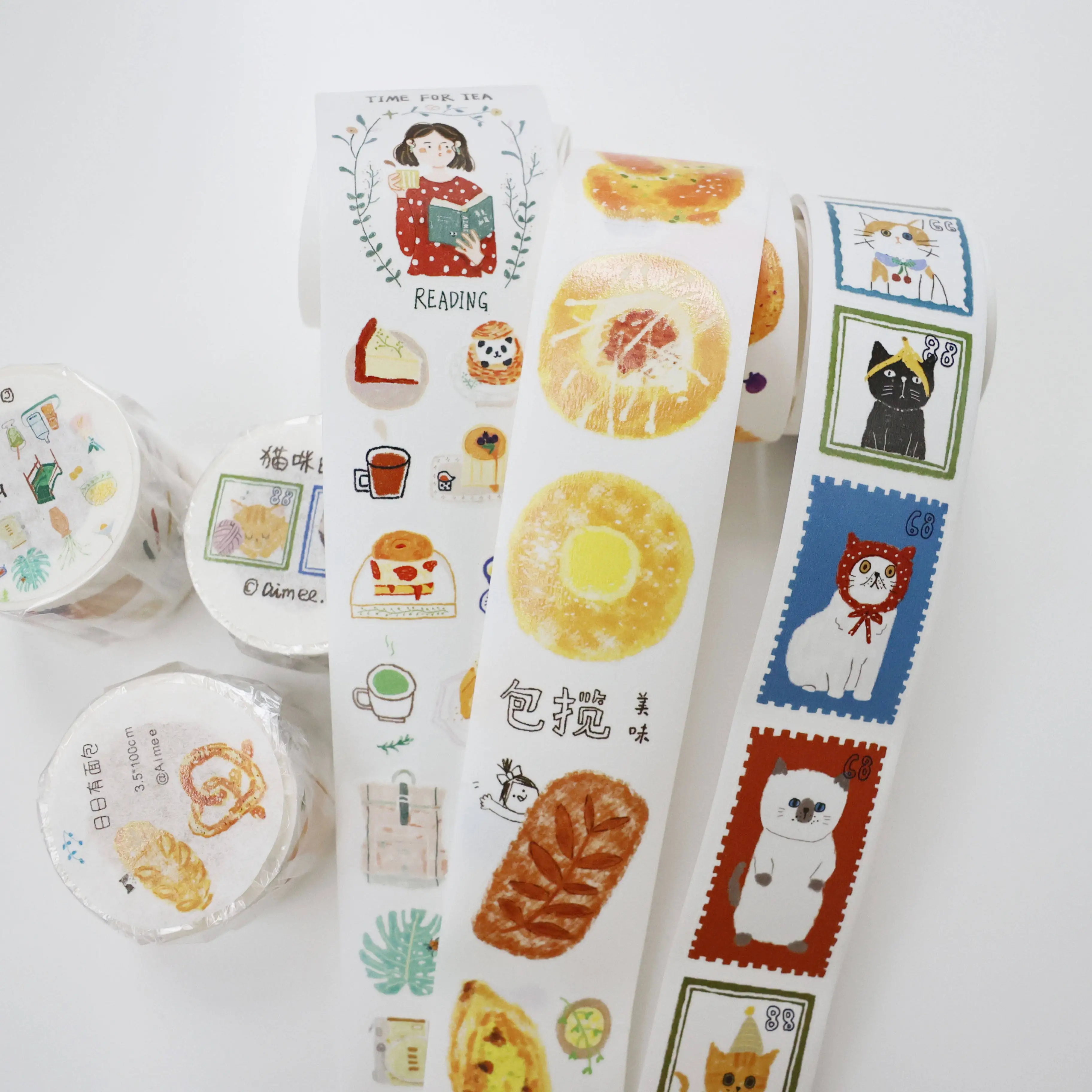 | Two Raccoons washi Tape dialog box Cat Dog Head Landscape Character Daily Die Cut journal Sticker